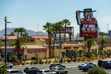 Terrible's on Rancho Drive has a message on their large sign on a bill that could extend the ga ...